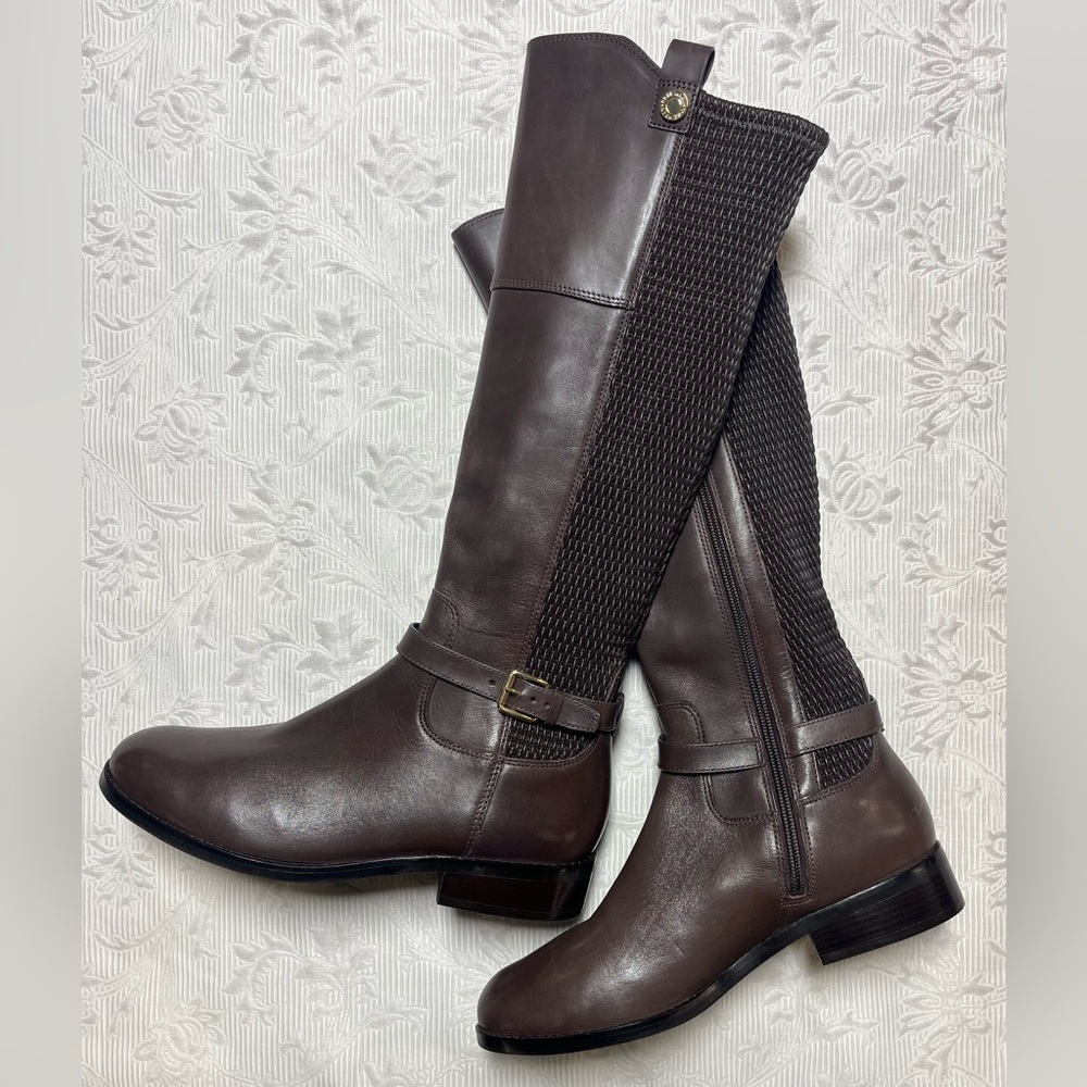 Brown Cole Haan Boots with Gold Buckle 8.5